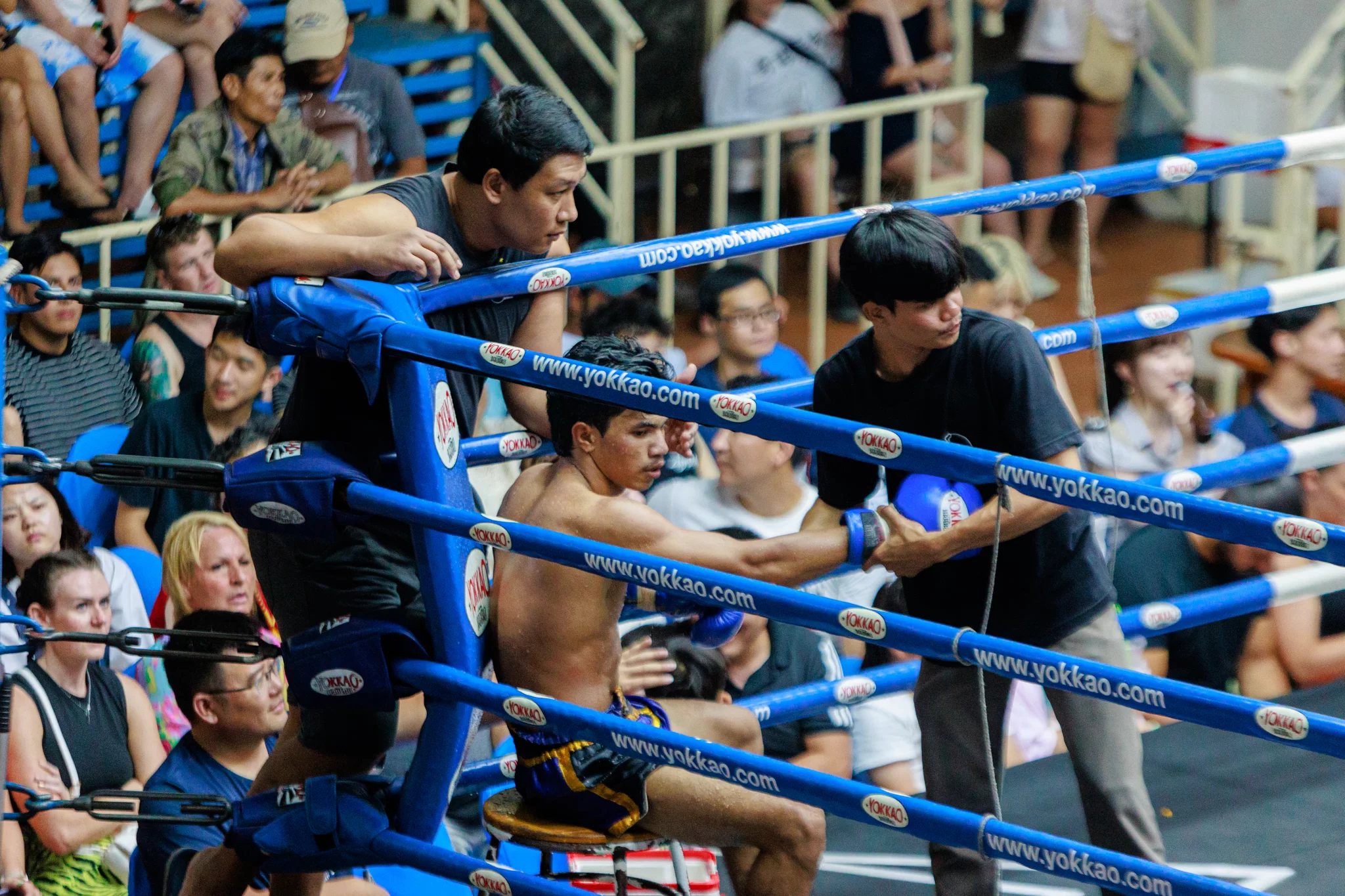 Muay Thai boxer was sitting in the corner at Bangla Stadium