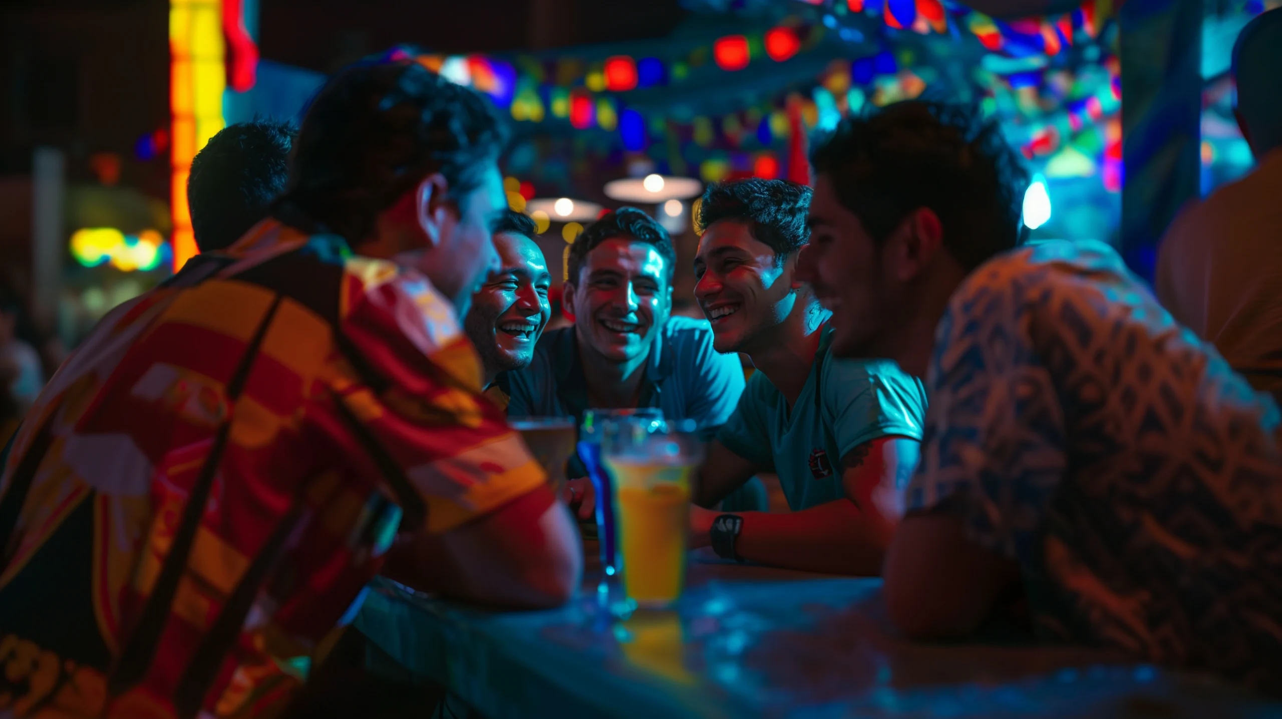 group male friends having fun spending time together at patong