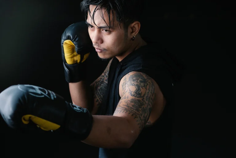 martial artist portrait boxing gloves