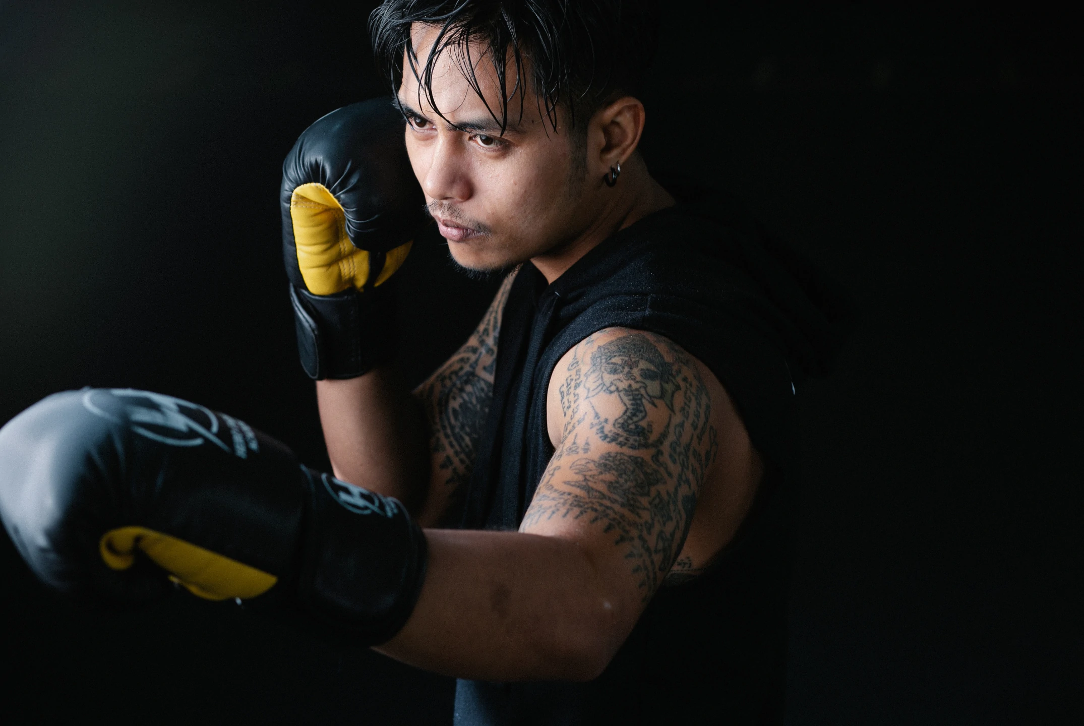 martial artist portrait boxing gloves