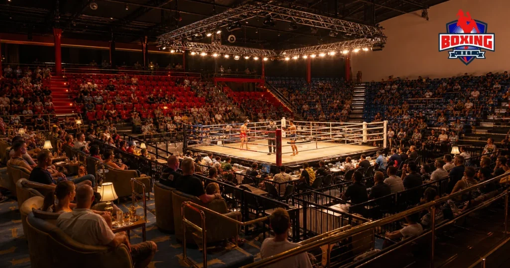 Ticket seating tiers at Bangla Boxing Stadium in Patong, Phuket, during a Muay Thai night