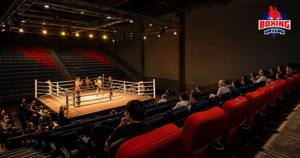 Ringside and tiered Stadium seating around the ring at Bangla Boxing Stadium in Patong
