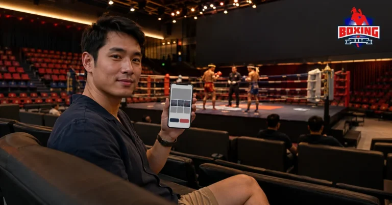 Muay Thai fighters competing in the ring at Bangla Boxing Stadium in Patong, Phuket